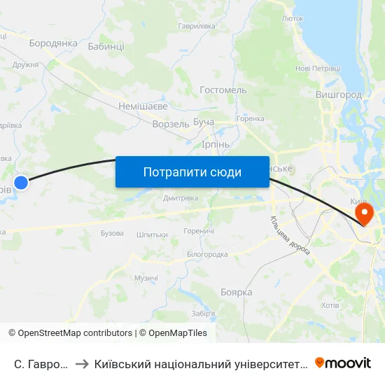 С. Гавронщина to Київський національний університет культури і мистецтв map