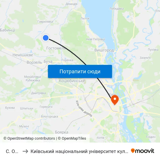 С. Озера to Київський національний університет культури і мистецтв map