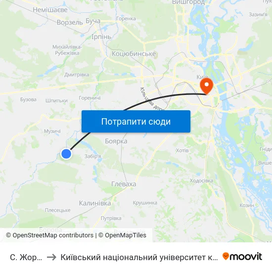 С. Жорнівка to Київський національний університет культури і мистецтв map