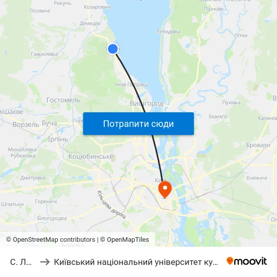 С. Лютіж to Київський національний університет культури і мистецтв map