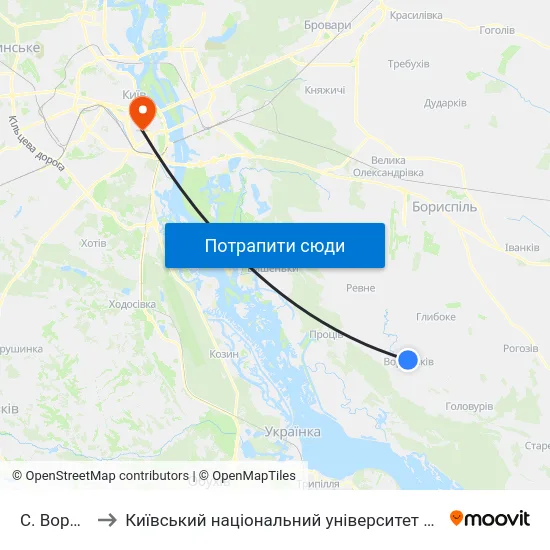 С. Вороньків to Київський національний університет культури і мистецтв map