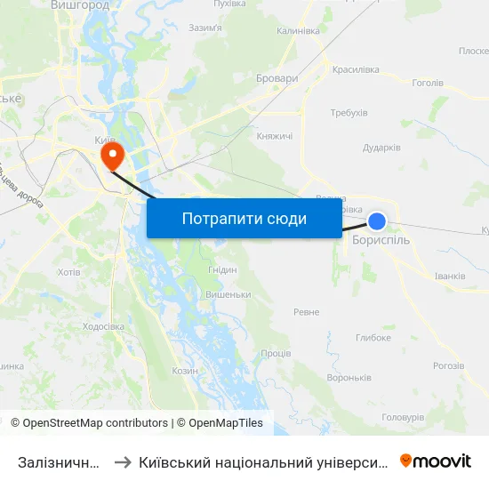 Залізничний Вокзал to Київський національний університет культури і мистецтв map