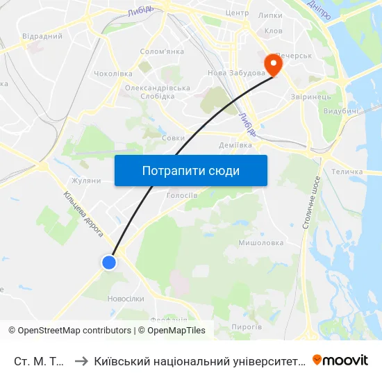 Ст. М. Теремки to Київський національний університет культури і мистецтв map