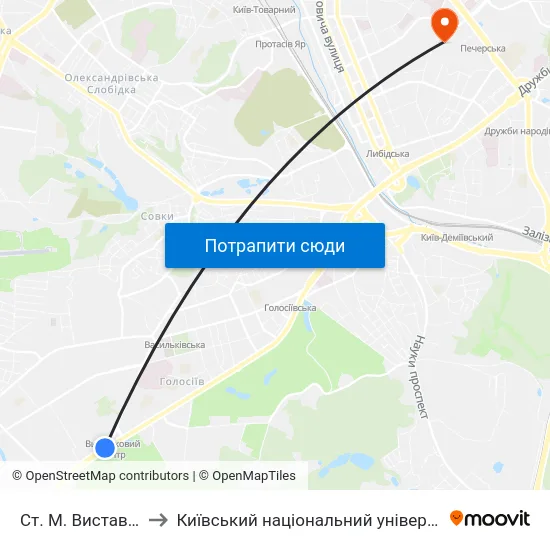 Ст. М. Виставковий Центр to Київський національний університет культури і мистецтв map