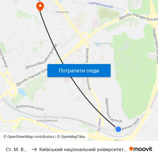 Ст. М. Видубичі to Київський національний університет культури і мистецтв map