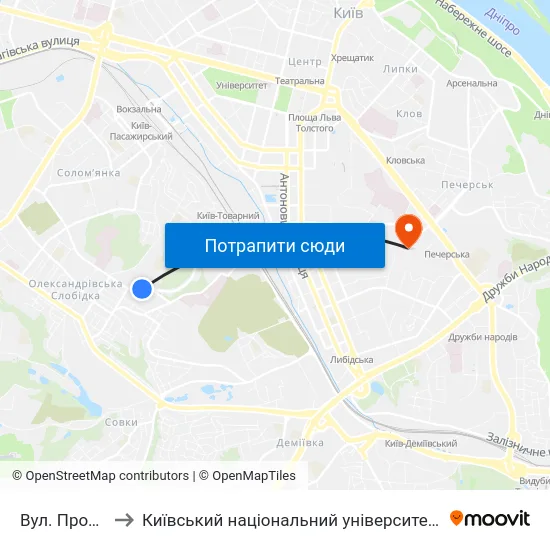 Вул. Протасів Яр to Київський національний університет культури і мистецтв map