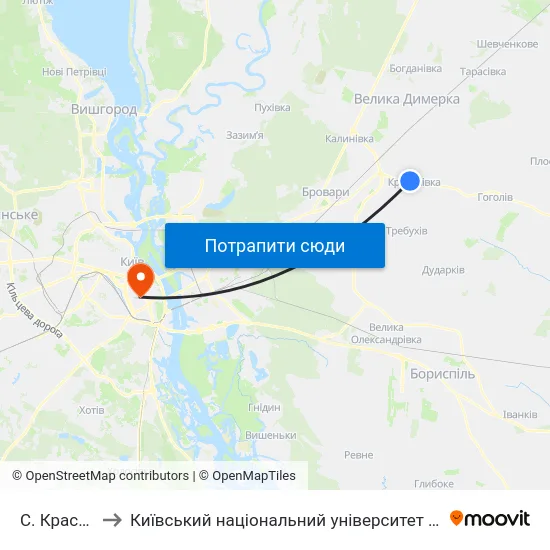 С. Красилівка to Київський національний університет культури і мистецтв map