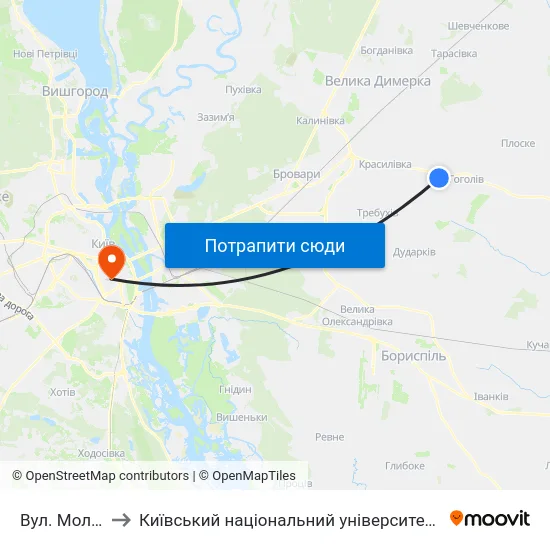 Вул. Молодіжна to Київський національний університет культури і мистецтв map