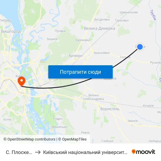 С. Плоске (Центр) to Київський національний університет культури і мистецтв map
