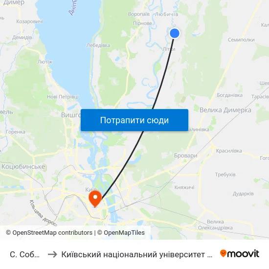 С. Соболівка to Київський національний університет культури і мистецтв map