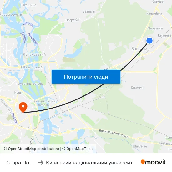 Стара Поліклініка to Київський національний університет культури і мистецтв map