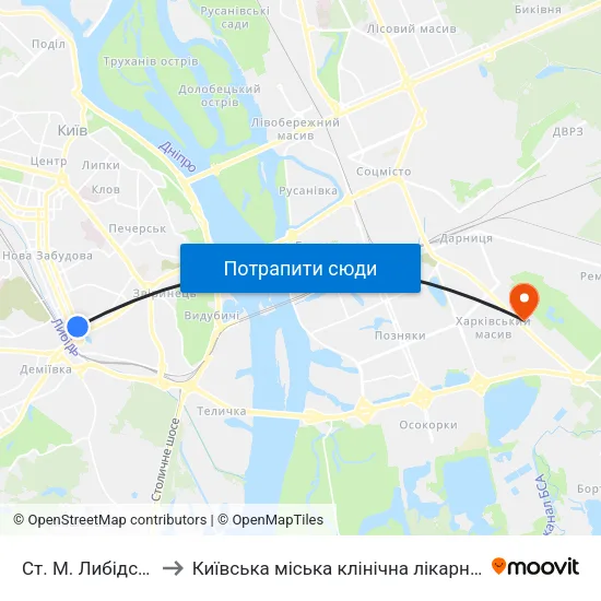 Ст. М. Либідська to Київська міська клінічна лікарня №1 map