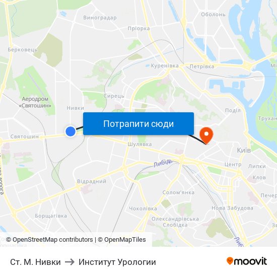 Ст. М. Нивки to Институт Урологии map