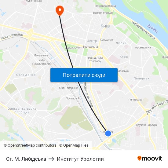 Ст. М. Либідська to Институт Урологии map