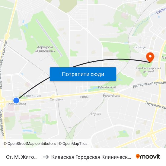 Ст. М. Житомирська to Киевская Городская Клиническая больница №9 map