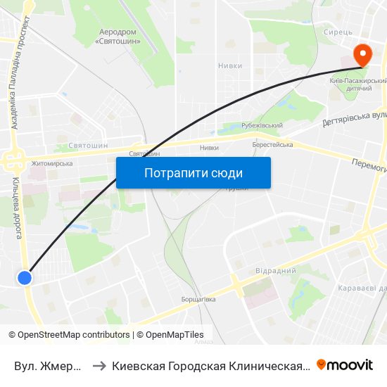 Вул. Жмеринська to Киевская Городская Клиническая больница №9 map