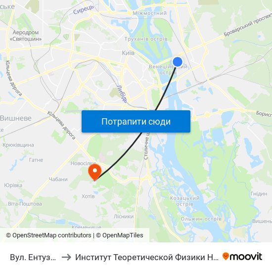 Вул. Ентузіастів to Институт Теоретической Физики НАН Украины map