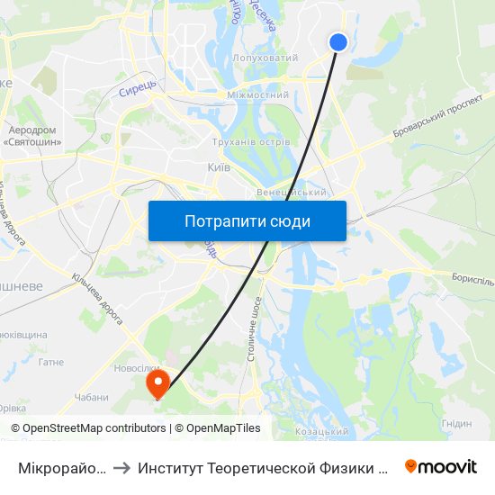 Мікрорайон №9 to Институт Теоретической Физики НАН Украины map