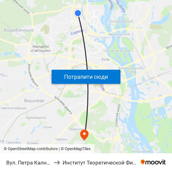 Вул. Петра Калнишевського to Институт Теоретической Физики НАН Украины map