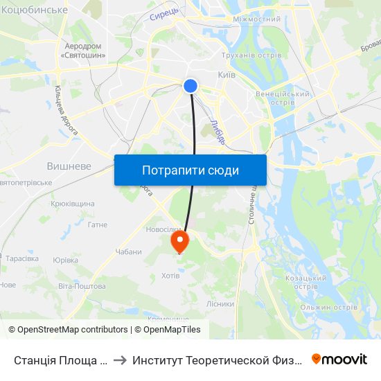 Станція Площа Перемоги to Институт Теоретической Физики НАН Украины map