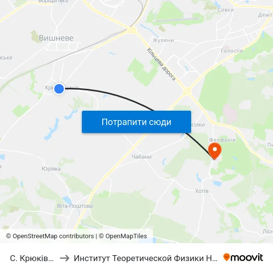 С. Крюківщина to Институт Теоретической Физики НАН Украины map
