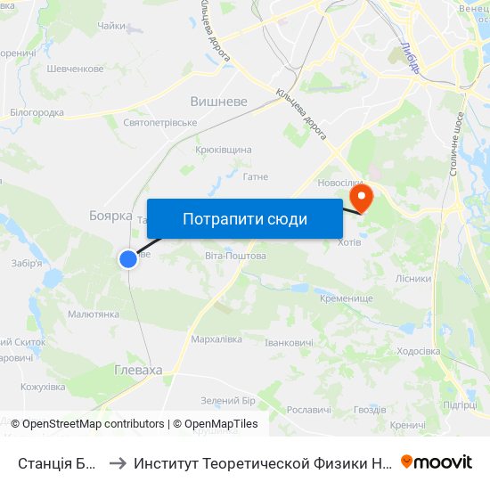 Станція Боярка to Институт Теоретической Физики НАН Украины map