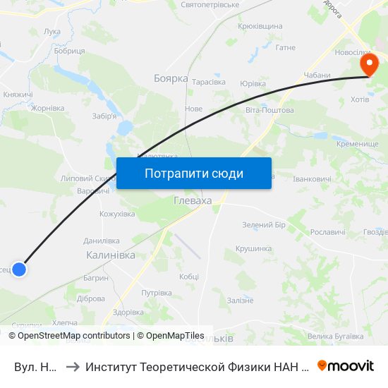 Вул. Нова to Институт Теоретической Физики НАН Украины map