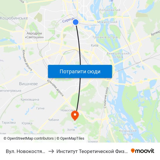 Вул. Новокостянтинівська to Институт Теоретической Физики НАН Украины map