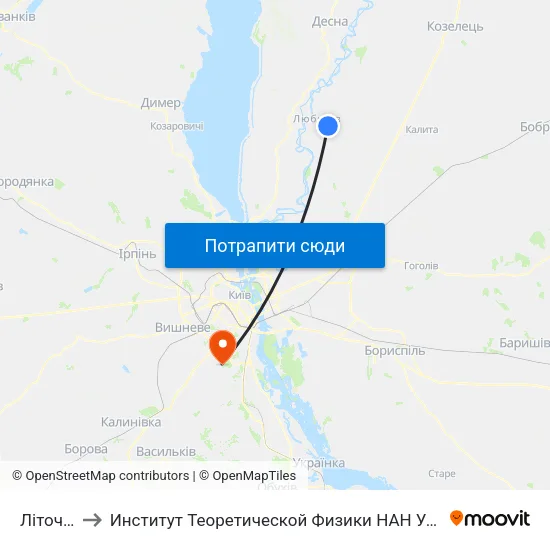 Літочки to Институт Теоретической Физики НАН Украины map