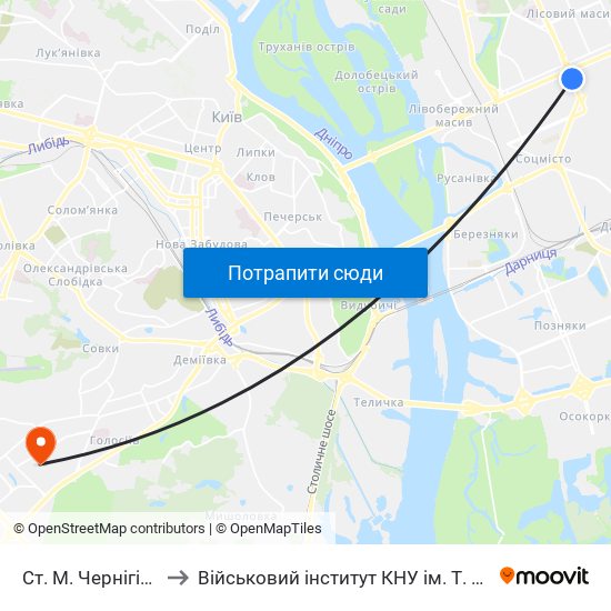 Ст. М. Чернігівська to Військовий інститут КНУ ім. Т. Шевченка map