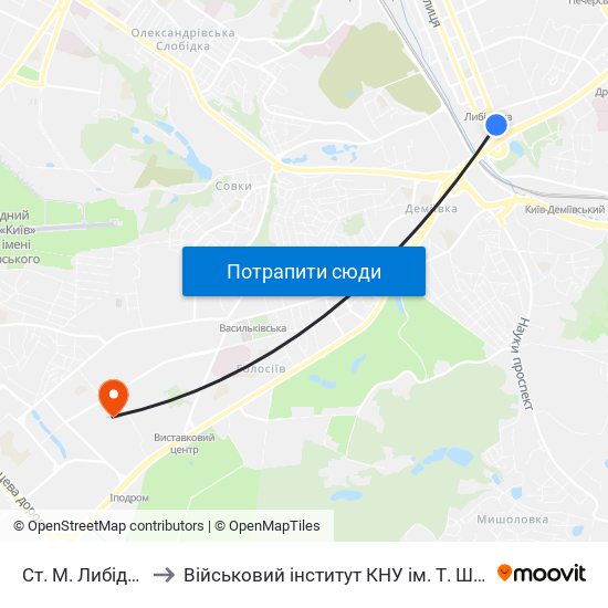 Ст. М. Либідська to Військовий інститут КНУ ім. Т. Шевченка map