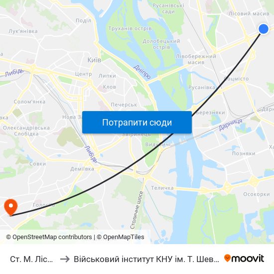 Ст. М. Лісова to Військовий інститут КНУ ім. Т. Шевченка map