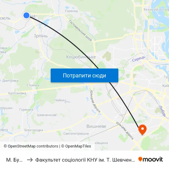 М. Буча to Факультет соціології КНУ ім. Т. Шевченка map