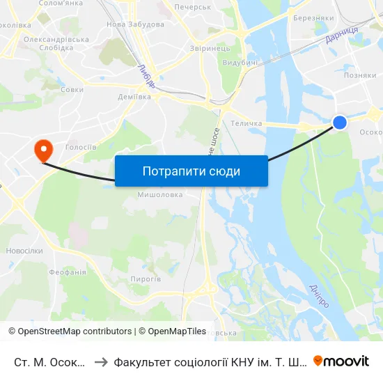 Ст. М. Осокорки to Факультет соціології КНУ ім. Т. Шевченка map