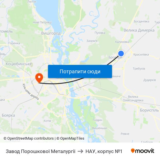 Завод Порошкової Металургії to НАУ, корпус №1 map