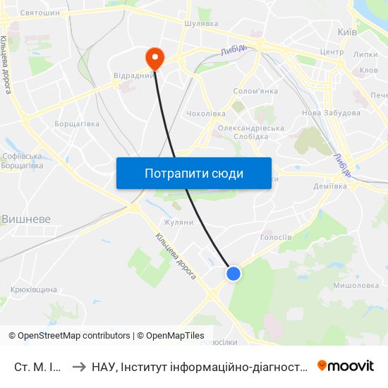 Ст. М. Іподром to НАУ, Інститут інформаційно-діагностичних систем 11 корпус map