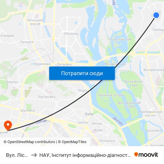 Вул. Лісківська to НАУ, Інститут інформаційно-діагностичних систем 11 корпус map