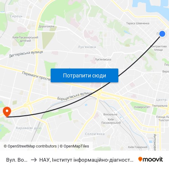 Вул. Волоська to НАУ, Інститут інформаційно-діагностичних систем 11 корпус map