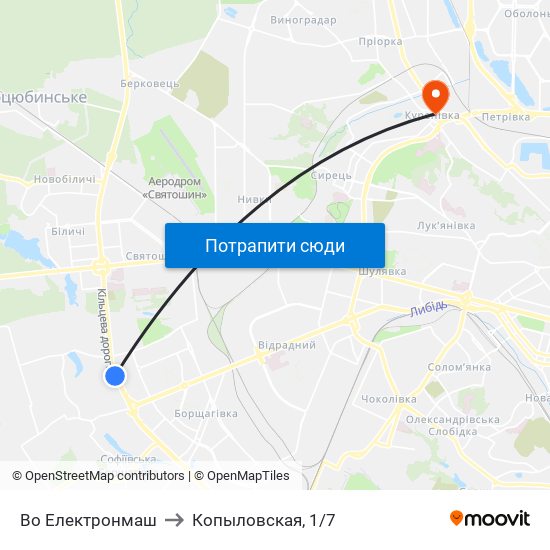 Во Електронмаш to Копыловская, 1/7 map