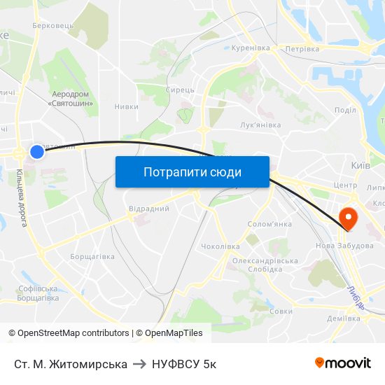 Ст. М. Житомирська to НУФВСУ 5к map