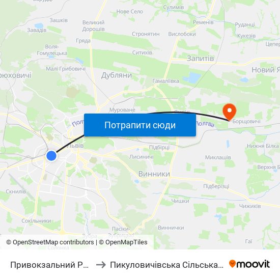 Привокзальний Ринок to Пикуловичівська Сільська Рада map