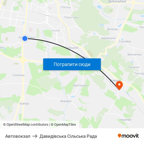 Автовокзал to Давидівська Сільська Рада map