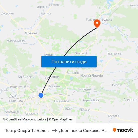 Театр Опери Та Балету to Дернівська Сільська Рада map