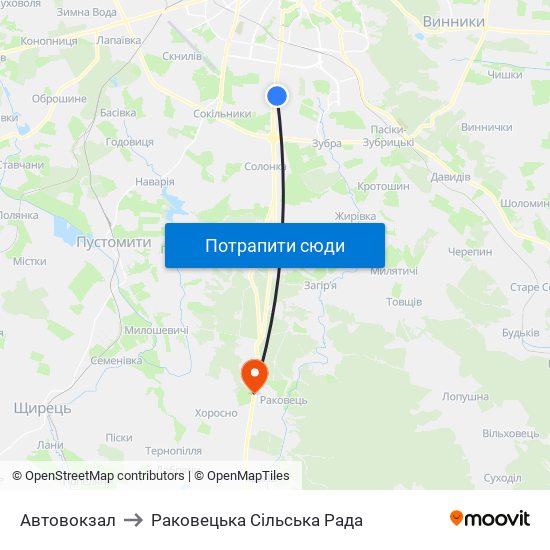 Автовокзал to Раковецька Сільська Рада map