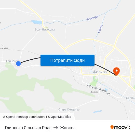 Глинська Сільська Рада to Жовква map