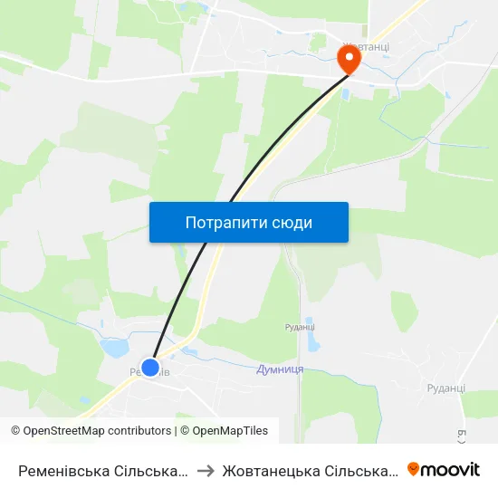 Ременівська Сільська Рада to Жовтанецька Сільська Рада map