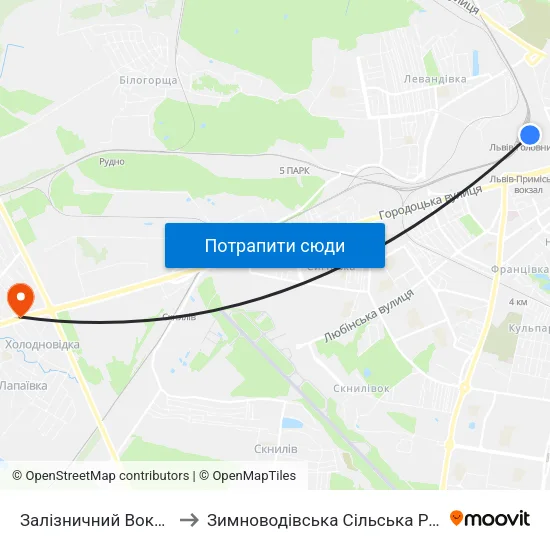 Залізничний Вокзал to Зимноводівська Сільська Рада map