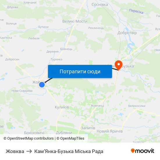 Жовква to Кам’Янка-Бузька Міська Рада map