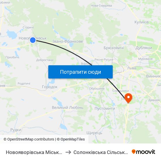 Новояворівська Міська Рада to Солонківська Сільська Рада map