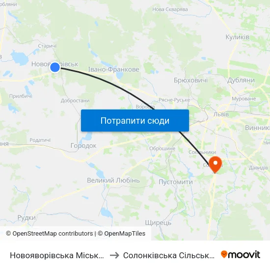 Новояворівська Міська Рада to Солонківська Сільська Рада map